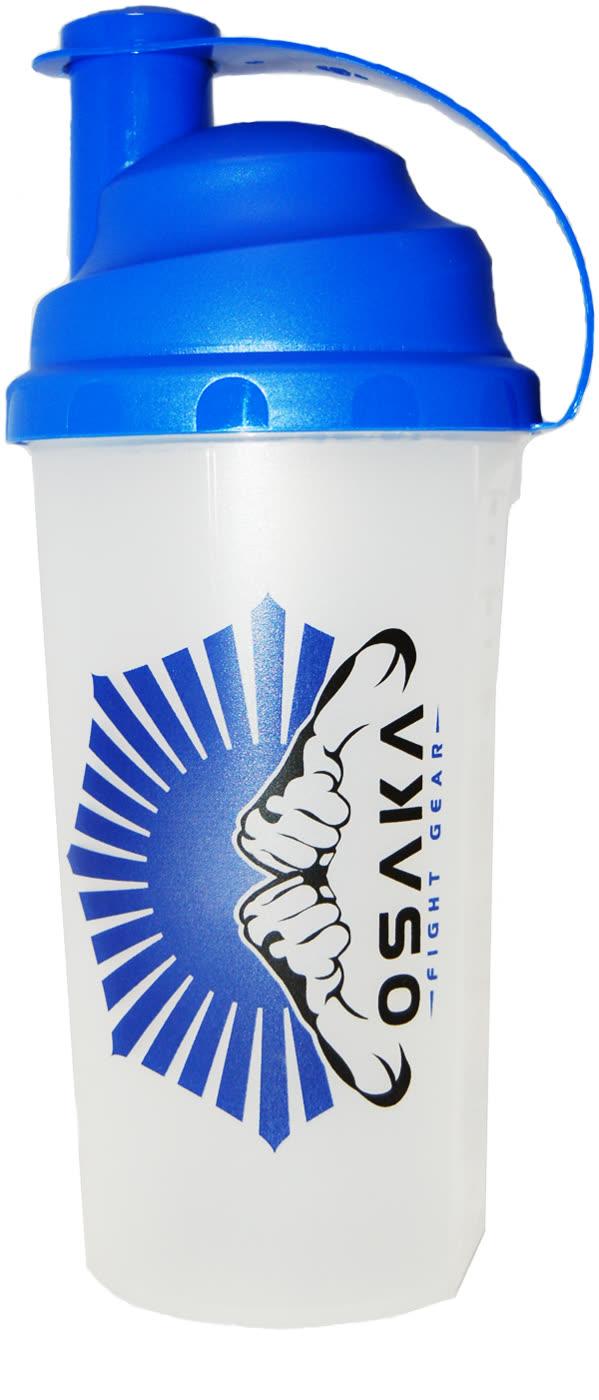 A clear shaker bottle with a wire whisk ball inside.