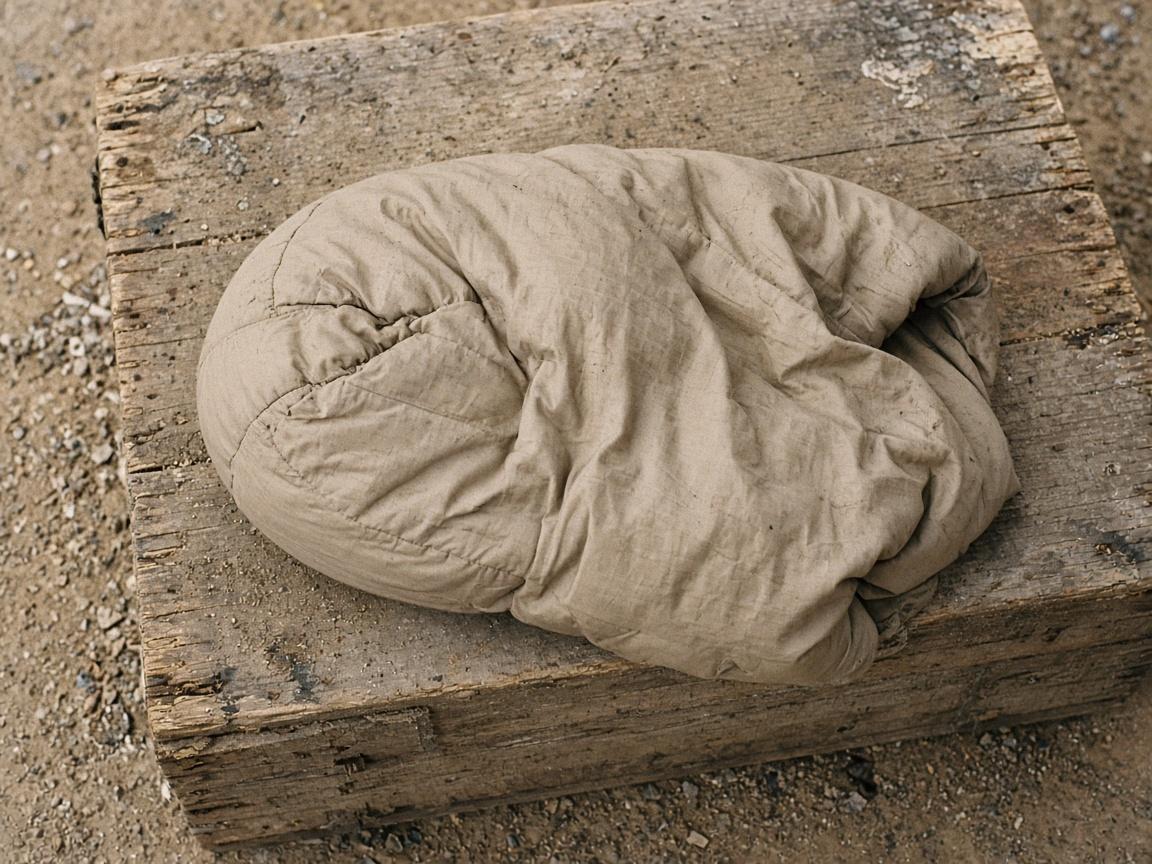 A packable jacket half-stuffed into its own pocket.